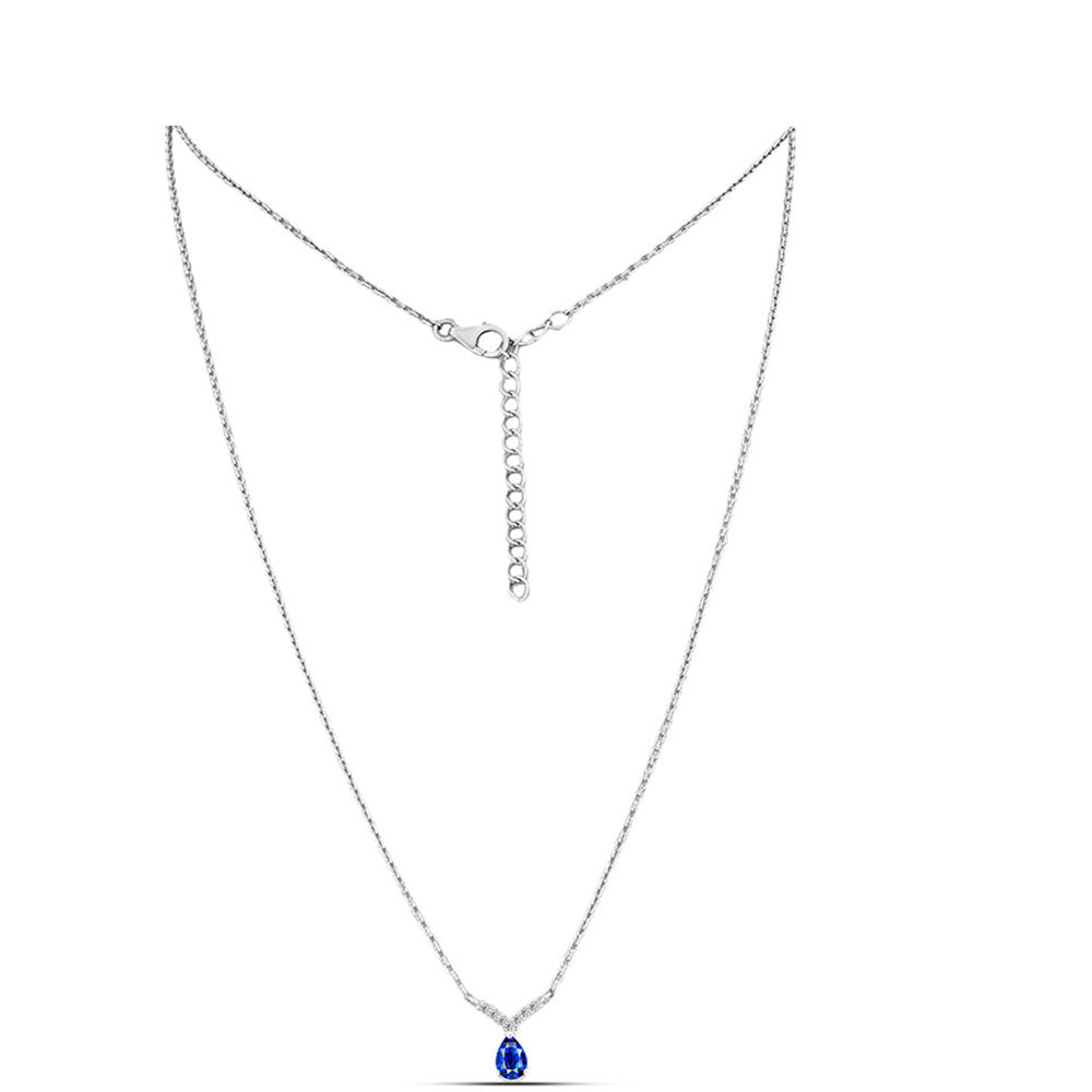 Colier din Argint 925 ( 2.81 grame ) cu Safir Albastru Australian și Topaz Alb 0.64 Carate