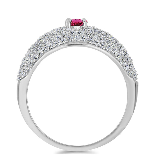 Inel din Argint 925 ( 3.91 grame ) cu Rubelit Cruzeiro și Topaz Alb 1.66 Carate