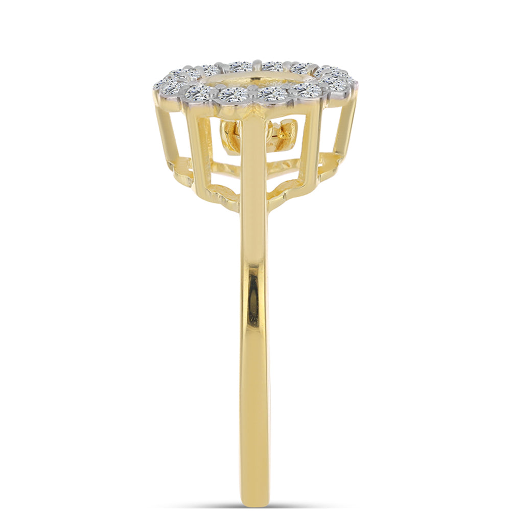 Inel din Argint 925 Placat cu Aur ( 3.19 grame ) cu Diamant Coniac și Topaz Alb 0.58 Carate