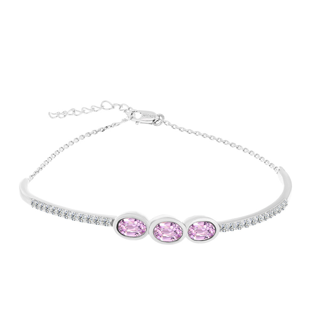 Brățară din Argint 925 ( 5.49 grame ) cu Kunzit Pala și Topaz Alb 2.53 Carate