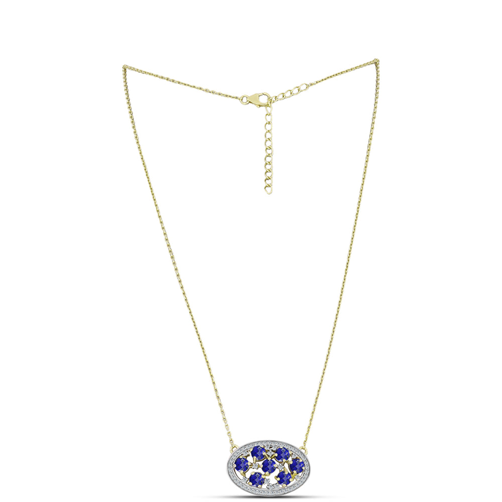 Colier din Argint 925 Placat cu Aur ( 5.67 grame ) cu Lapis Lazuli și Topaz Alb 2.43 Carate