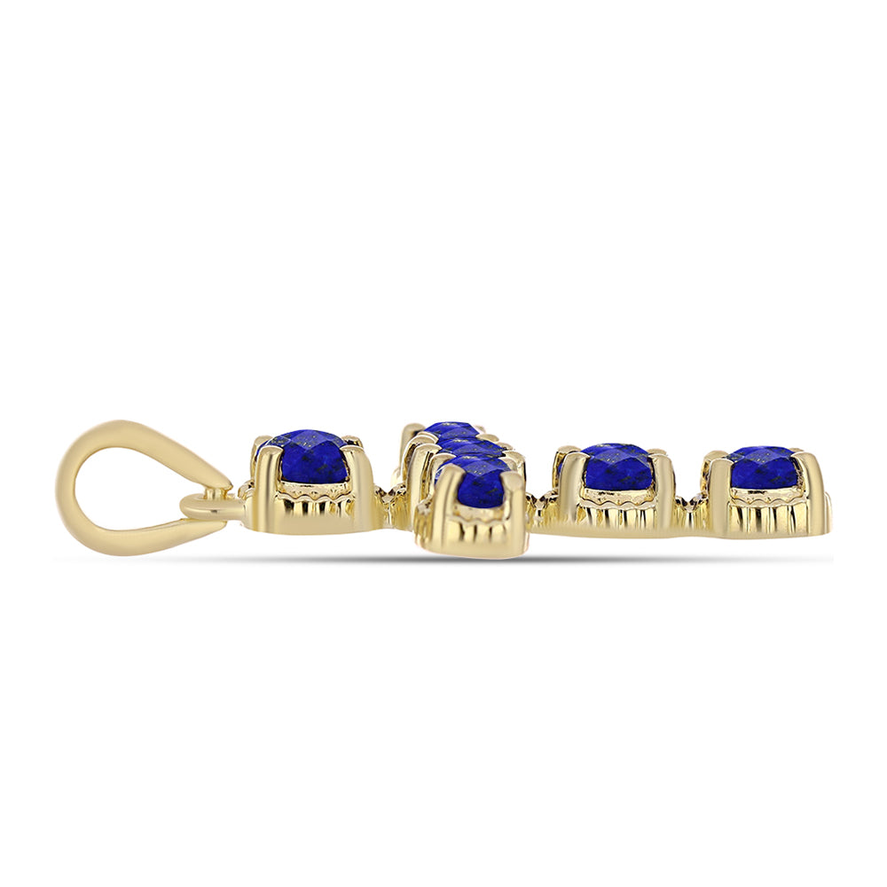 Cruce Pandantiv din Argint 925 Placat cu Aur ( 2.18 grame ) cu Lapis Lazuli 1.13 Carate
