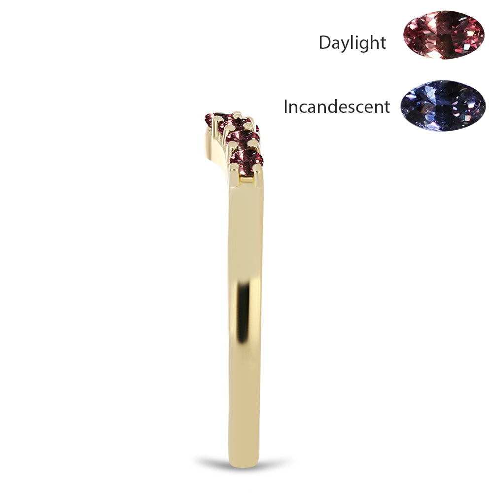 Inel din Argint 925 Placat cu Aur ( 1.95 grame ) cu Granat Tsivory care își schimbă culoarea 0.34 Carate