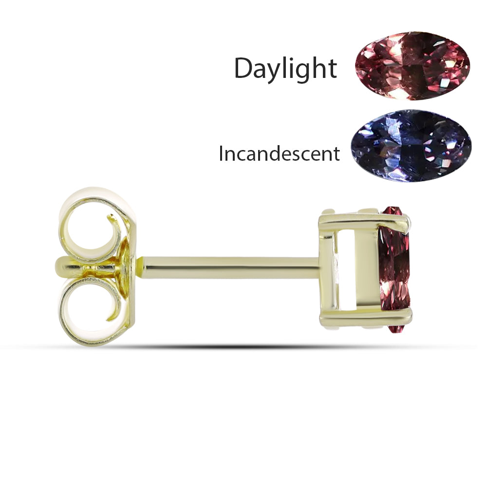 Cercei din Argint 925 Placat cu Aur ( 0.72 grame ) cu Granat Tsivory care își schimbă culoarea 0.59 Carate