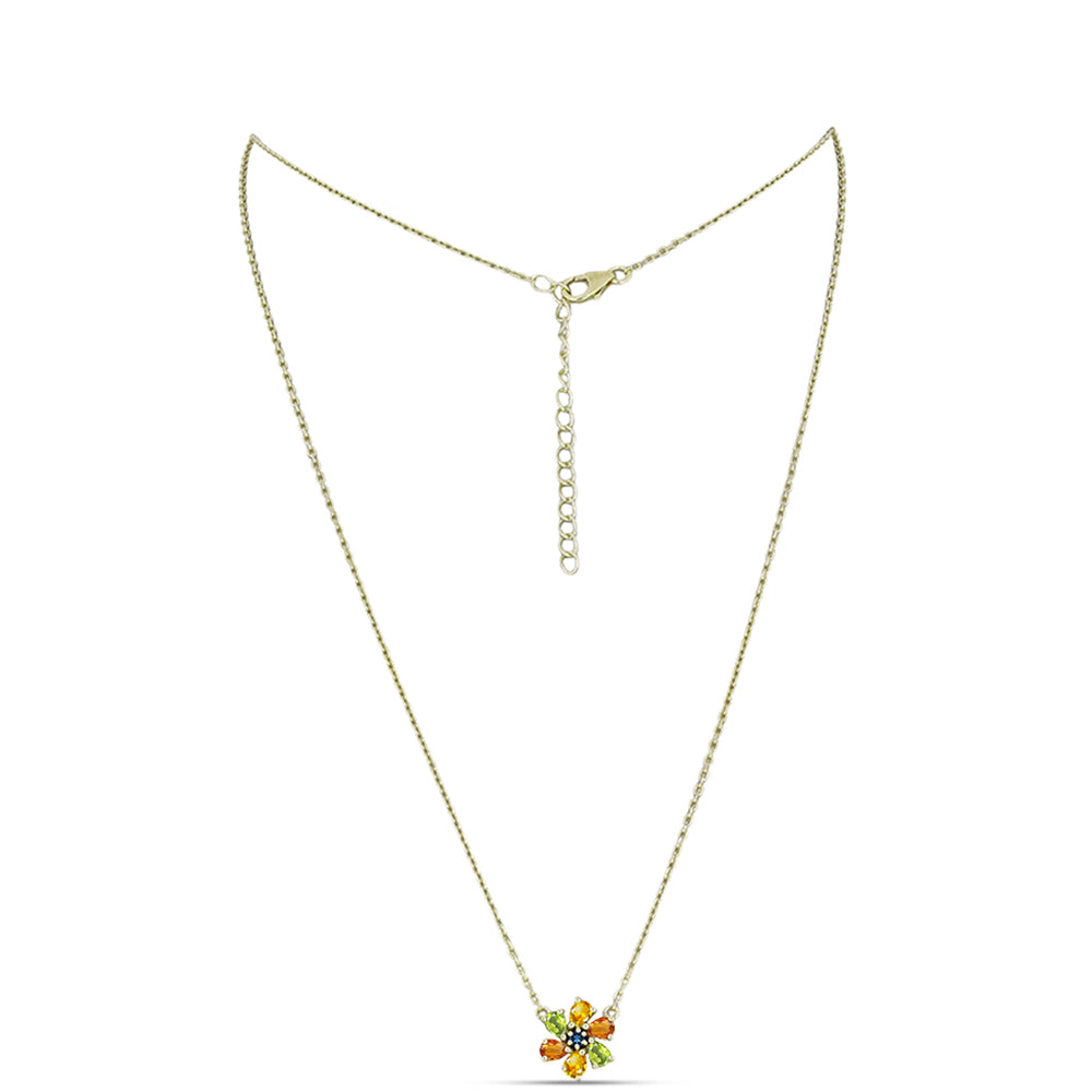 Colier din Argint 925 Placat cu Aur ( 3.47 grame ) cu Safir Curcubeu 1.16 Carate