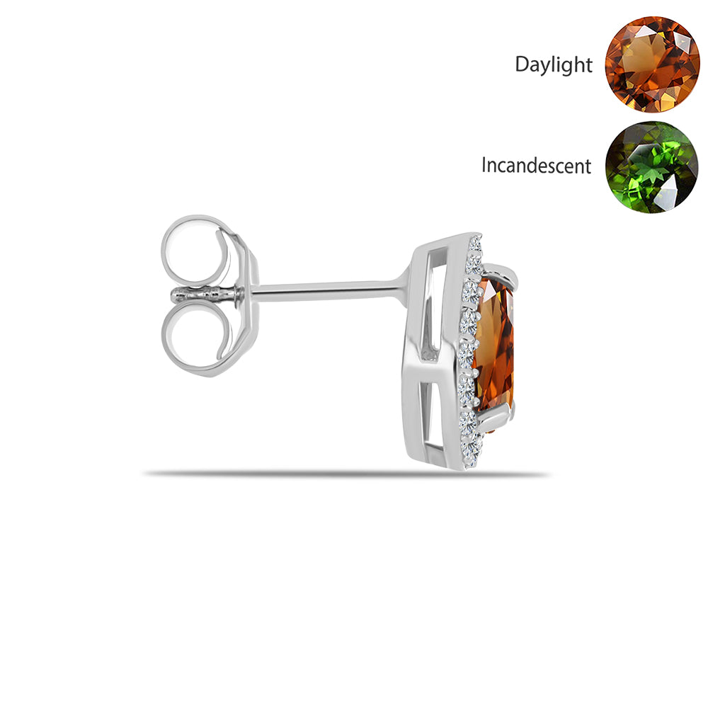 Cercei din Argint 925 ( 1.93 grame ) cu Zultanit Anatolian Certificat cultivat în laborator și Topaz Alb 1.97 Carate