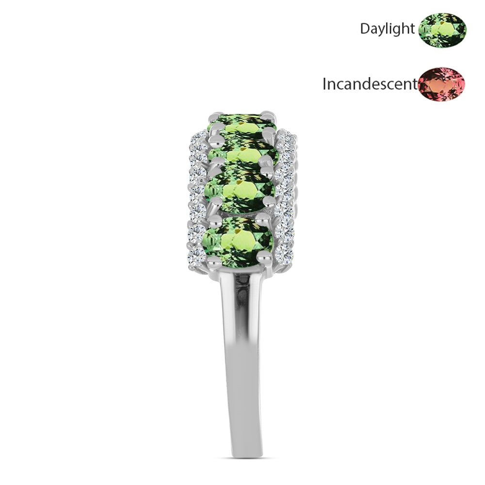 Inel din Argint 925 ( 2.69 grame ) cu Alexandrit Natural și Topaz Alb 1.82 Carate