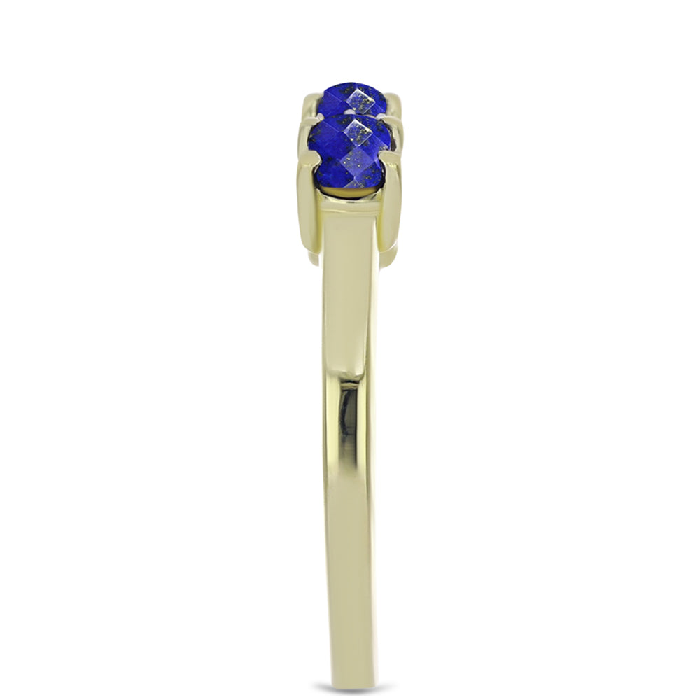 Inel din Argint 925 Placat cu Aur ( 2.18 grame ) cu Lapis Lazuli și Topaz Alb 0.72 Carate