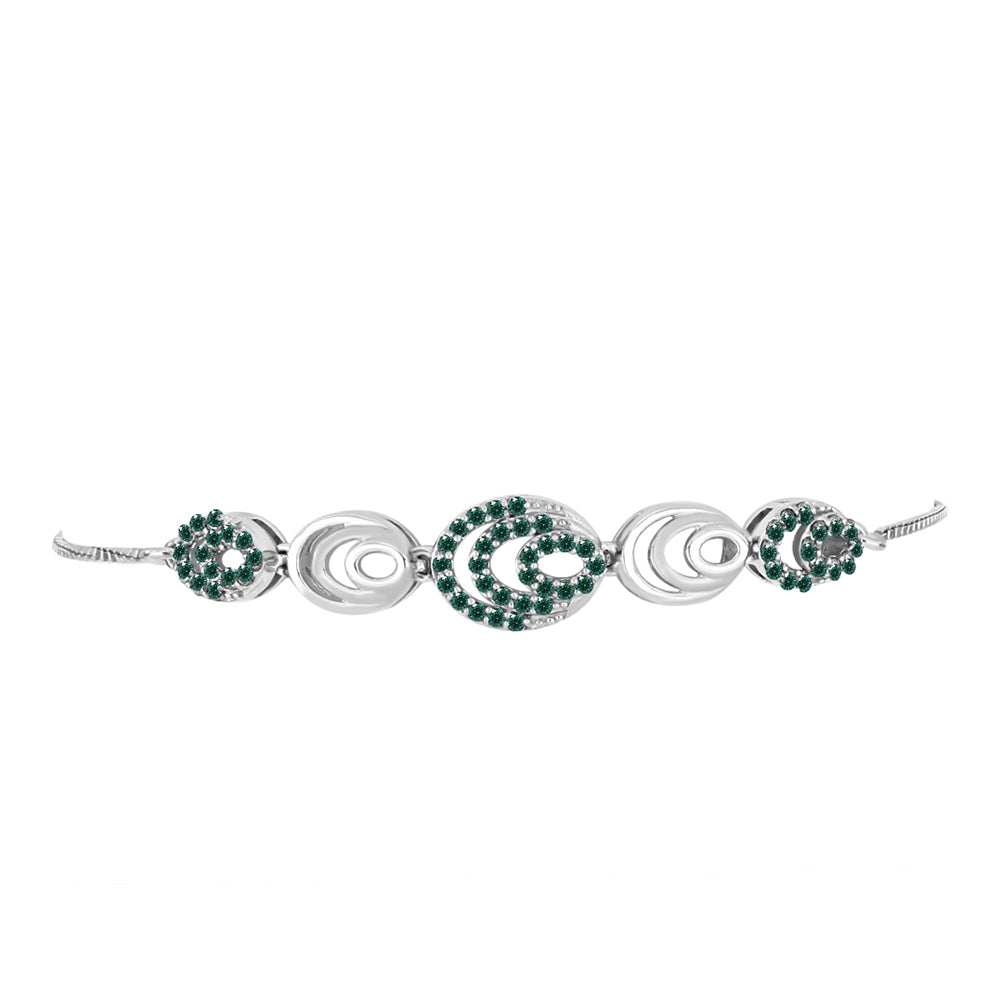 Brățară din Argint 925 ( 5.06 grame ) cu Moissanite verde-albăstrui marin 0.59 Carate