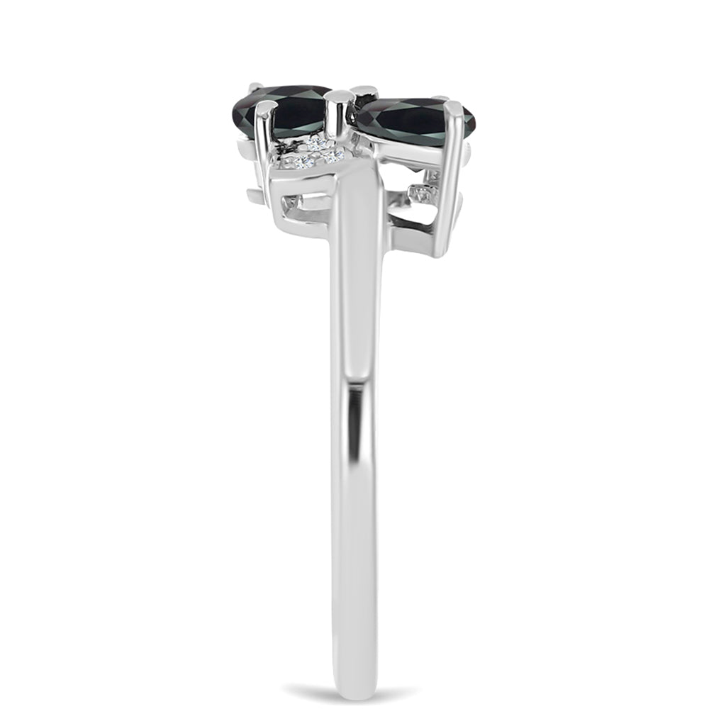 Inel din Argint 925 ( 2.46 grame ) cu Obsidian și Topaz Alb 1.1 Carate