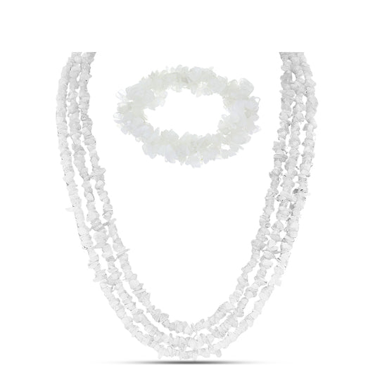 Set din Pepită ( 120.78 grame ) cu Piatra Lunii Curcubeu 603.88 Carate ( Colier+Brățară )