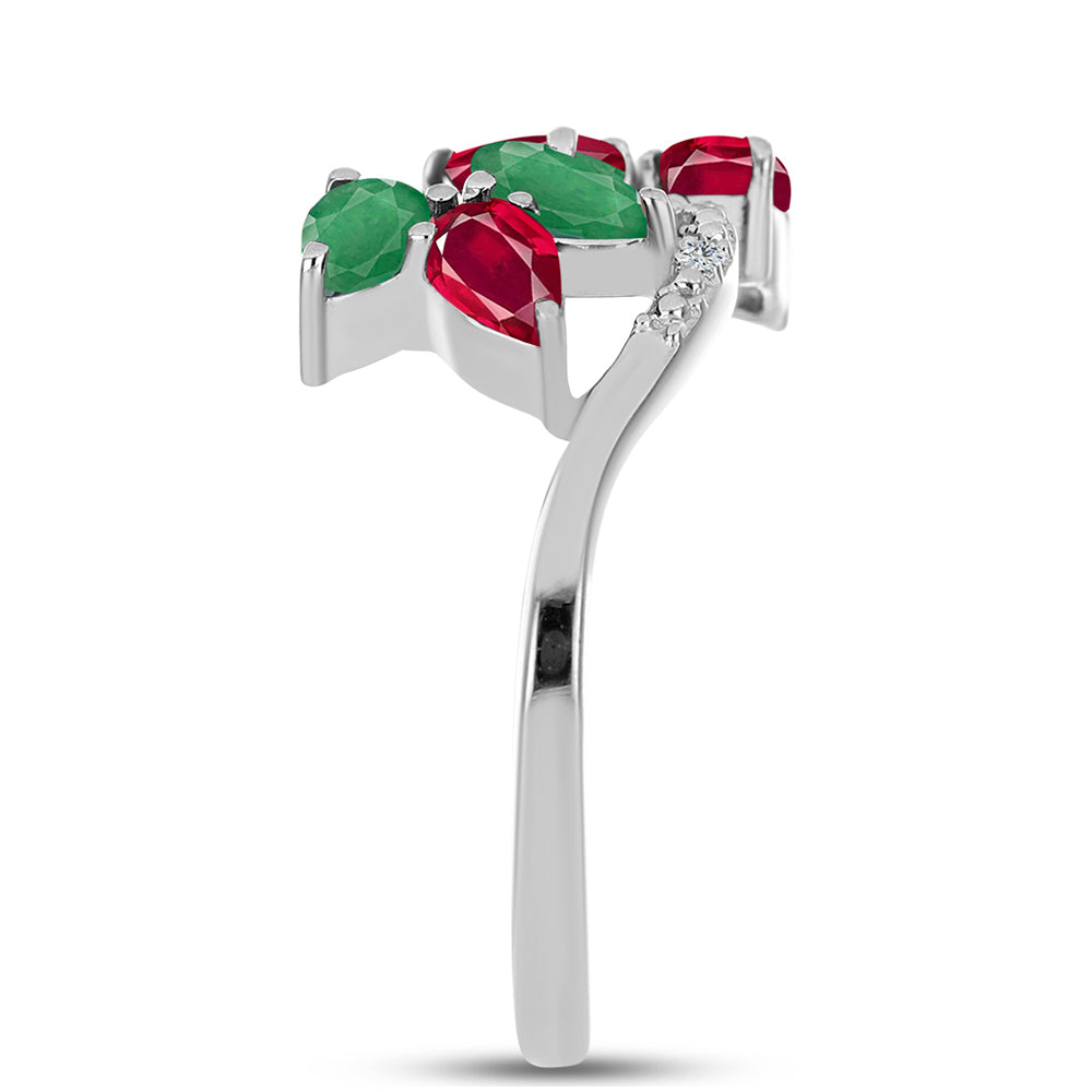 Inel din Argint 925 ( 2.79 grame ) cu Rubin Malagasy și Smarald Brazilian 1.65 Carate