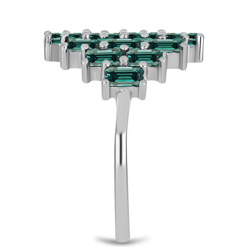 Inel din Argint 925 ( 3.92 grame ) cu Moissanite verde-albăstrui marin 1.83 Carate