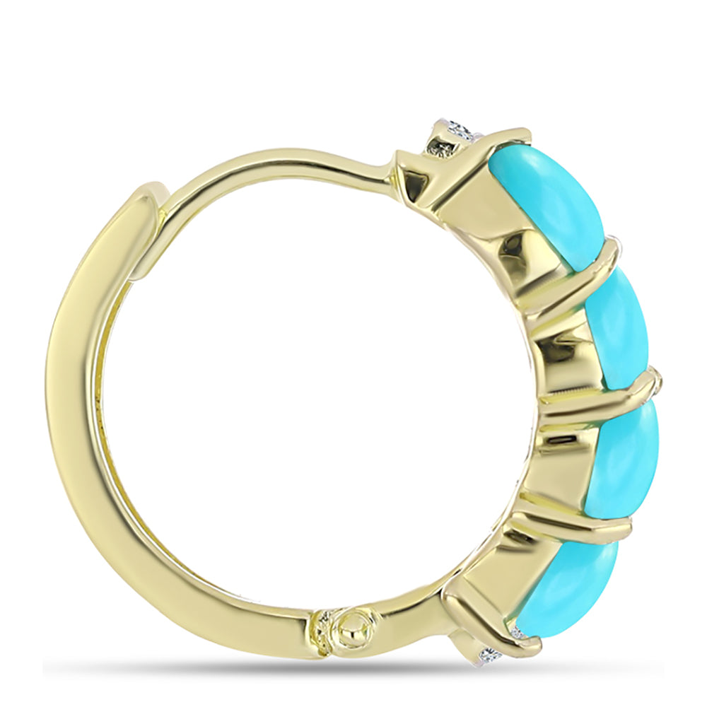 Cercei din Argint 925 Placat cu Aur ( 5.69 grame ) cu Turcoaz ”Frumoasa Adormită” și Topaz Alb 2.87 Carate