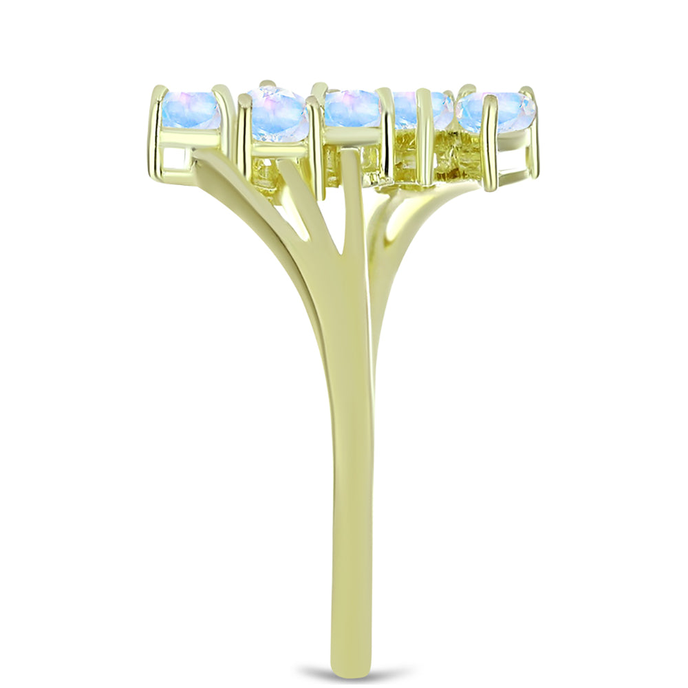 Inel din Argint 925 Placat cu Aur ( 2.48 grame ) cu Piatra Lunii Curcubeu 1.08 Carate