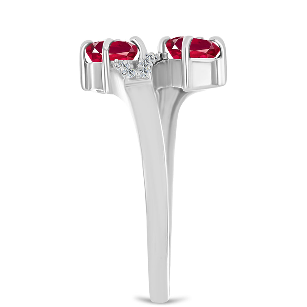 Inel din Argint 925 ( 2.52 grame ) cu Rubin Malagasy și Topaz Alb 1.41 Carate