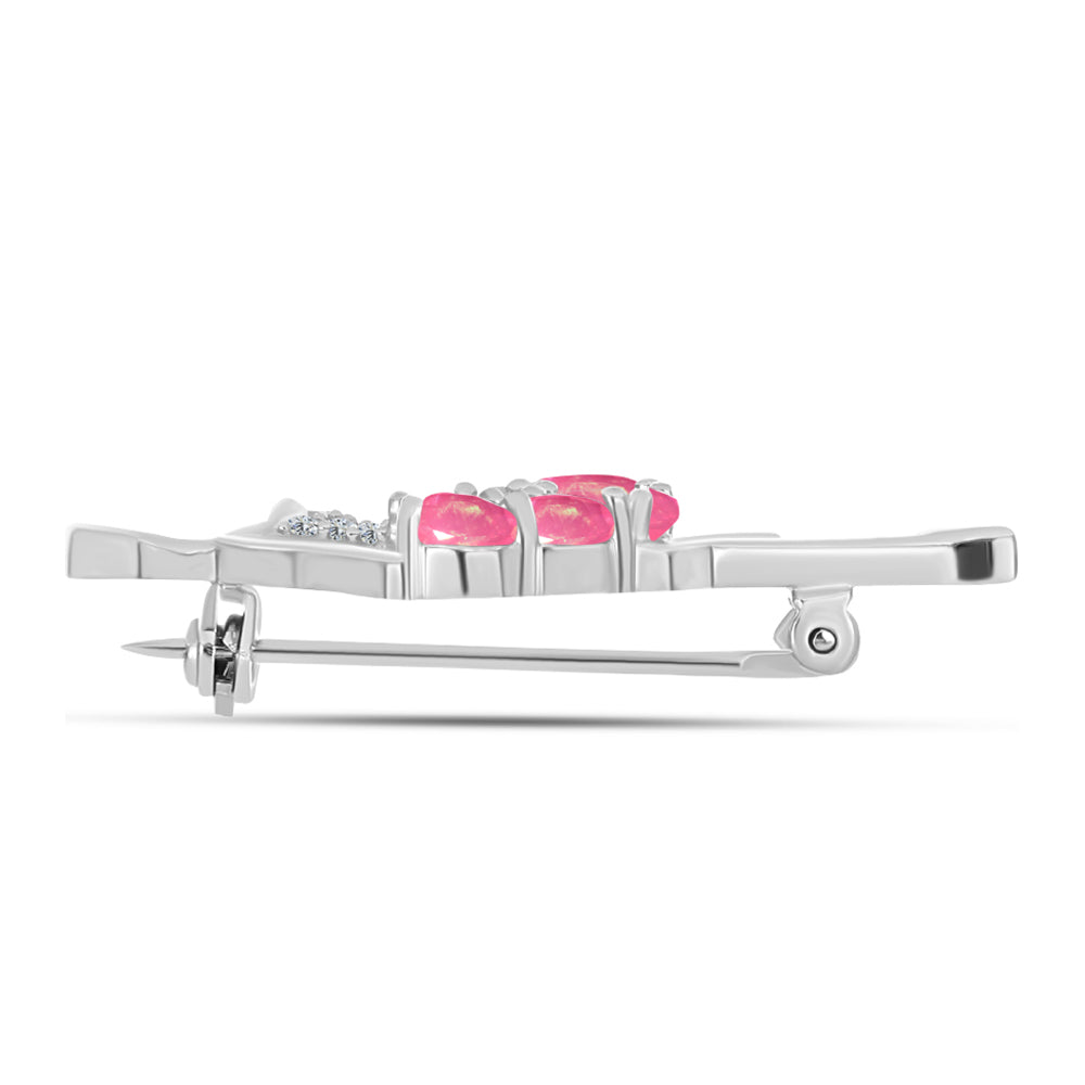 Broşă din Argint 925 ( 3.41 grame ) cu Opal Lega Dembi Roz și Topaz Alb 1.35 Carate
