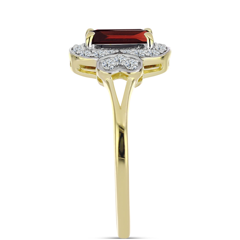 Inel din Argint 925 Placat cu Aur ( 2.92 grame ) cu Granat Barton și Topaz Alb 1.85 Carate
