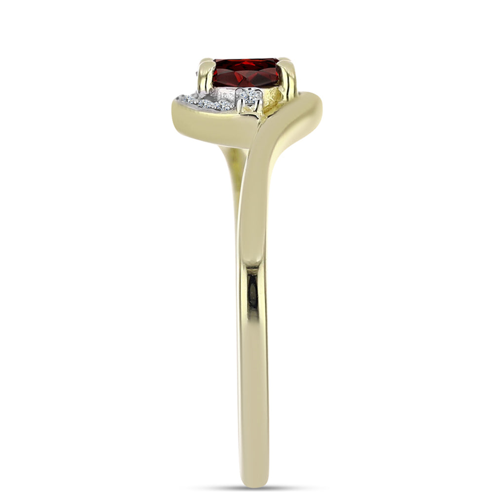 Inel din Argint 925 Placat cu Aur ( 2.48 grame ) cu Granat Barton și Topaz Alb 1.01 Carate