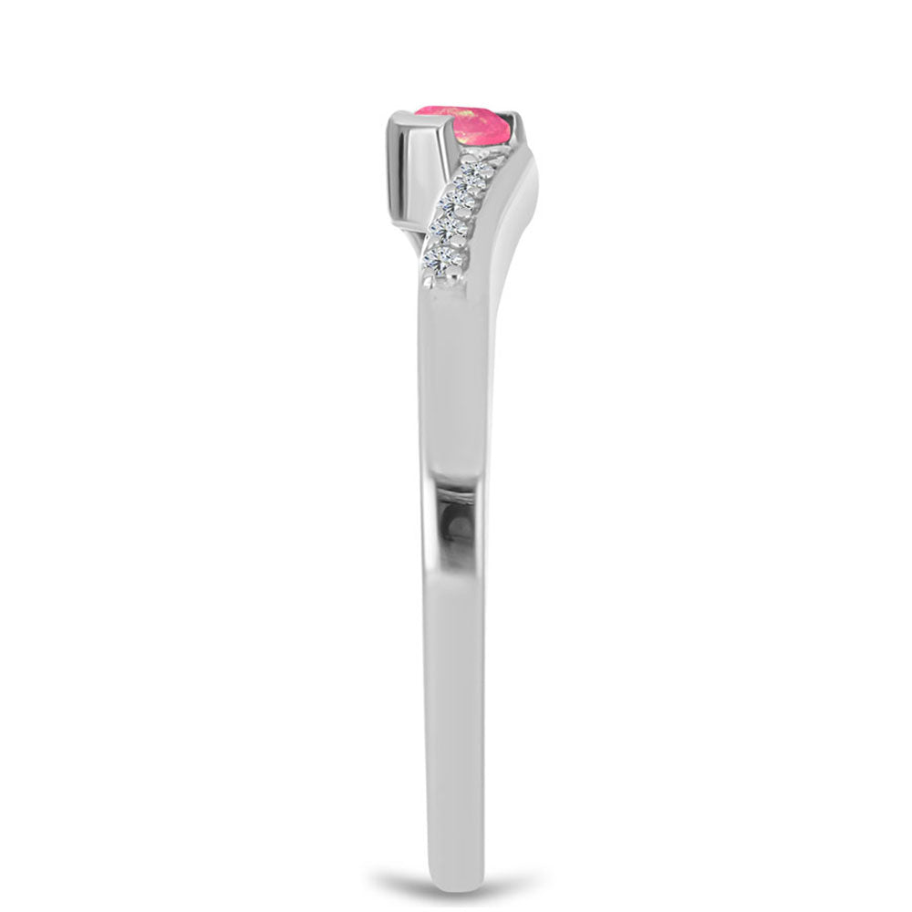 Inel din Argint 925 ( 1.73 grame ) cu Opal Lega Dembi Roz și Topaz Alb 0.13 Carate