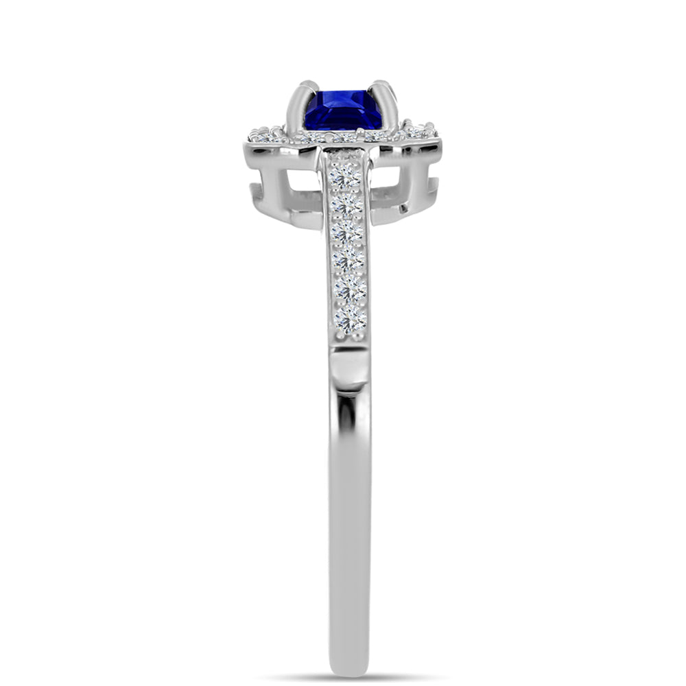 Inel din Argint 925 ( 2.27 grame ) cu Safir Albastru Australian și Topaz Alb 0.78 Carate