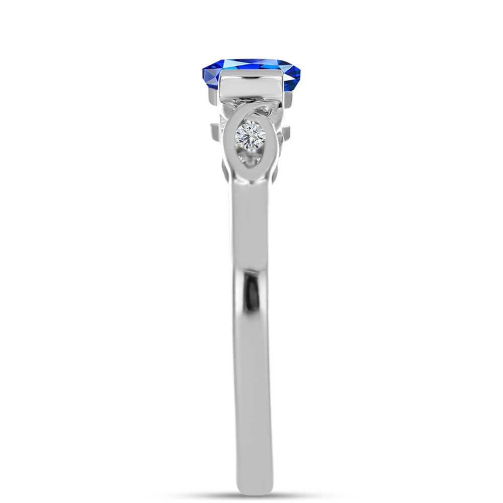 Inel din Argint 925 ( 1.88 grame ) cu Safir Albastru Australian și Topaz Alb 0.38 Carate