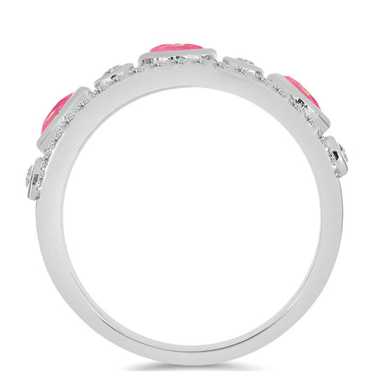 Inel din Argint 925 ( 3.57 grame ) cu Opal Lega Dembi Roz și Topaz Alb 1.07 Carate