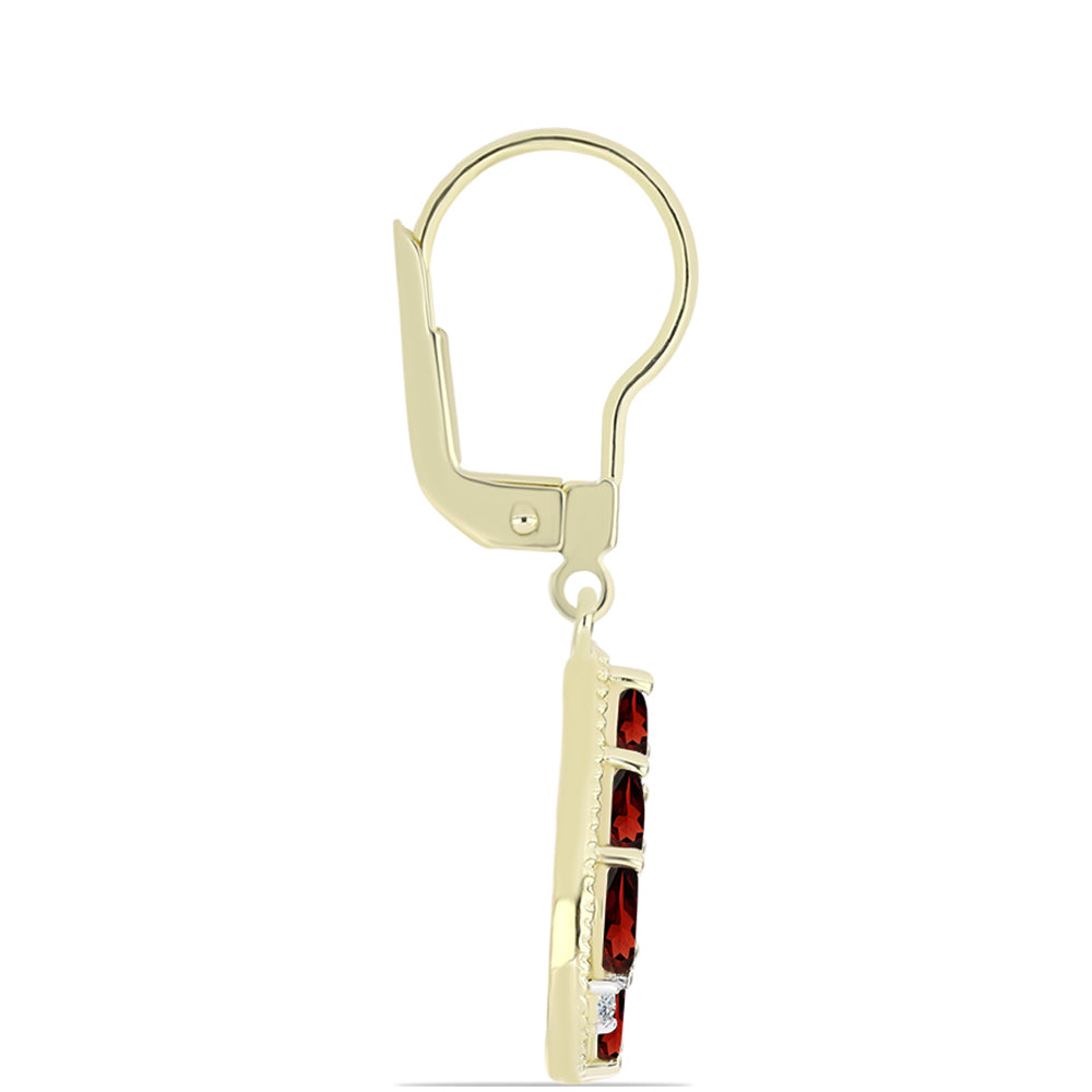 Cercei din Argint 925 Placat cu Aur ( 2.75 grame ) cu Granat Barton și Topaz Alb 1.91 Carate