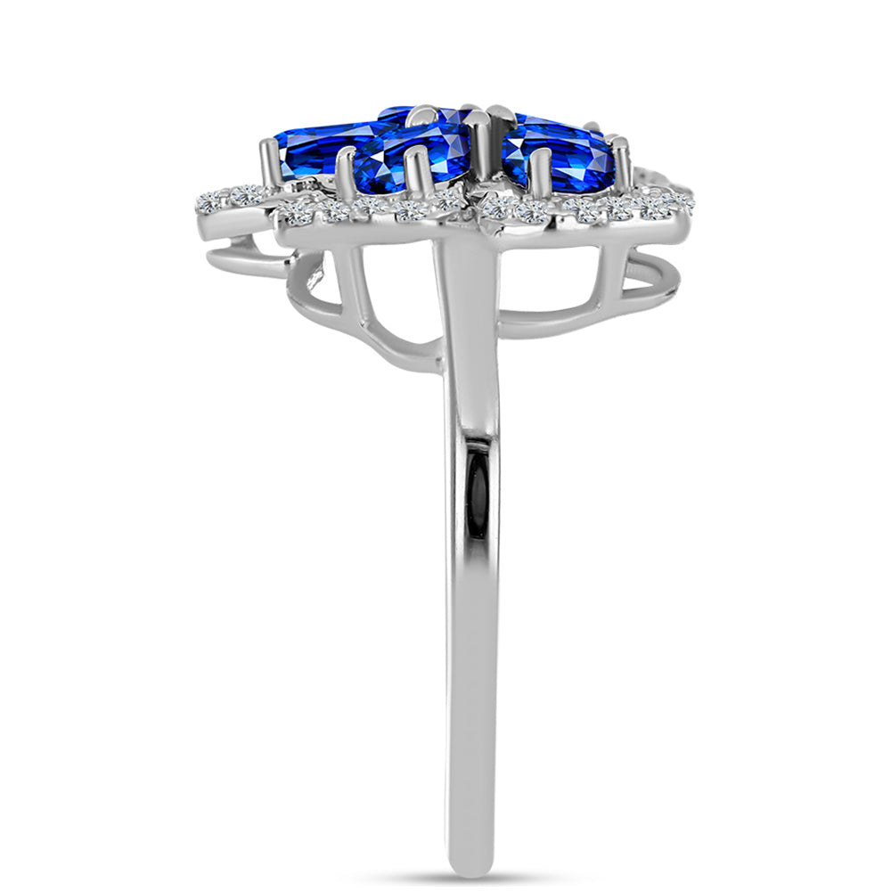 Inel din Argint 925 ( 2.59 grame ) cu Safir Albastru Australian și Topaz Alb 1.93 Carate