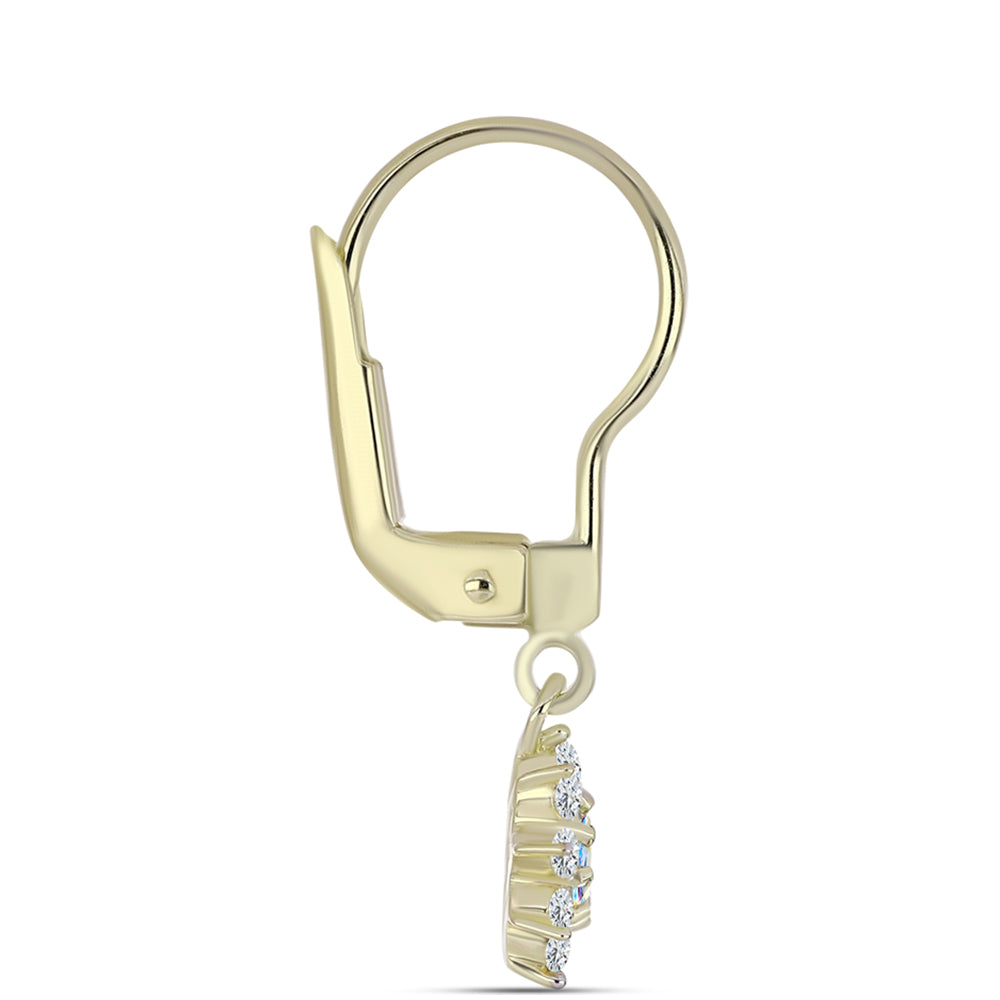 Cercei din Argint 925 Placat cu Aur ( 1.45 grame ) cu Moissanit de Gheață și Topaz Alb 0.65 Carate