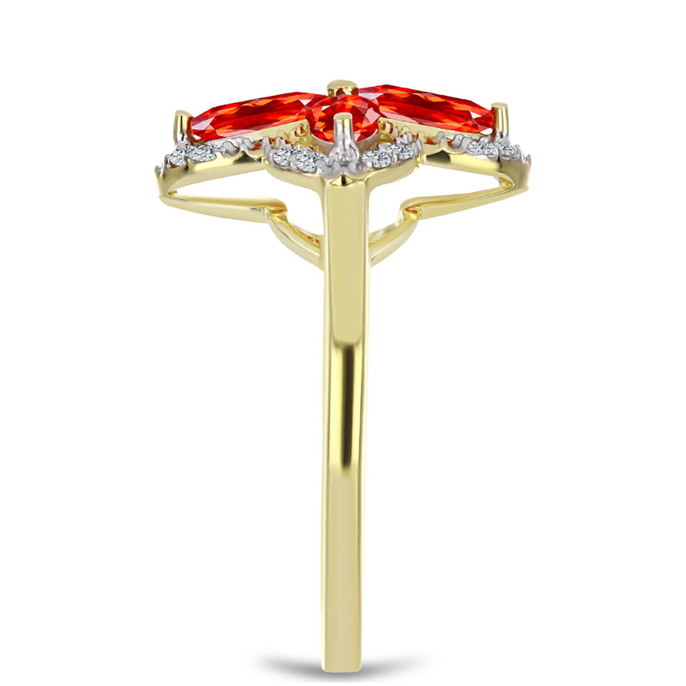 Inel din Argint 925 Placat cu Aur ( 2.57 grame ) cu Opal Etiopian Lega Dembi Roșu și Topaz Alb 0.77 Carate