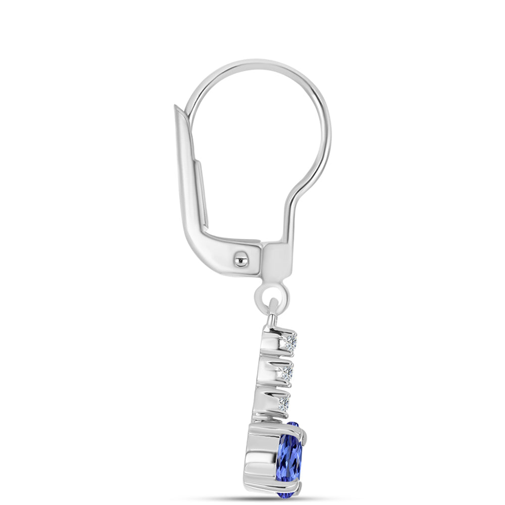 Cercei din Argint 925 ( 1.83 grame ) cu Tanzanit AAA și Topaz Alb 1.12 Carate