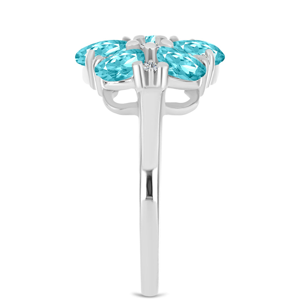 Inel din Argint 925 ( 2.72 grame ) cu Cuarț Paraiba și Topaz Alb 1.84 Carate
