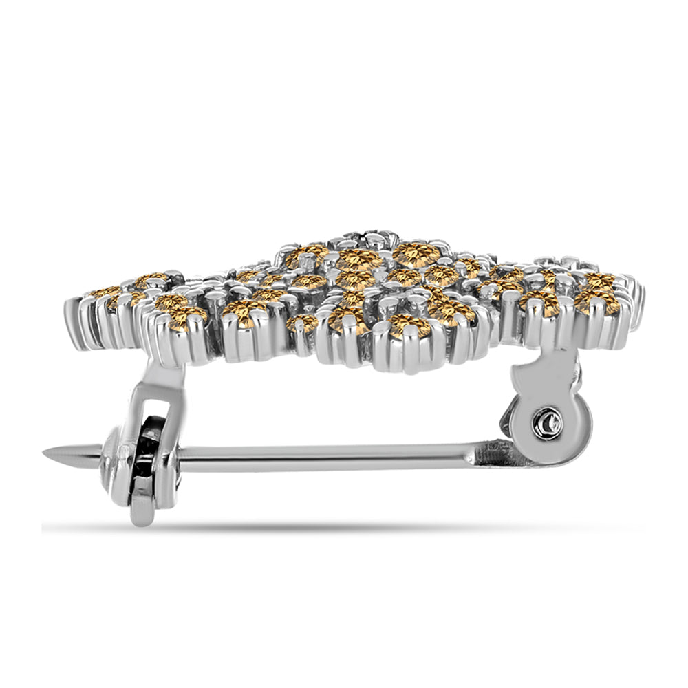 Broşă din Argint 925 ( 3.11 grame ) cu Moissanite Șampanie 1.26 Carate