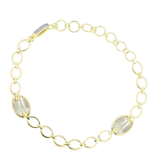 Brățară din Argint 925 Placat cu Aur ( 9.34 grame ) cu Sidef și Topaz Alb 3.6 Carate