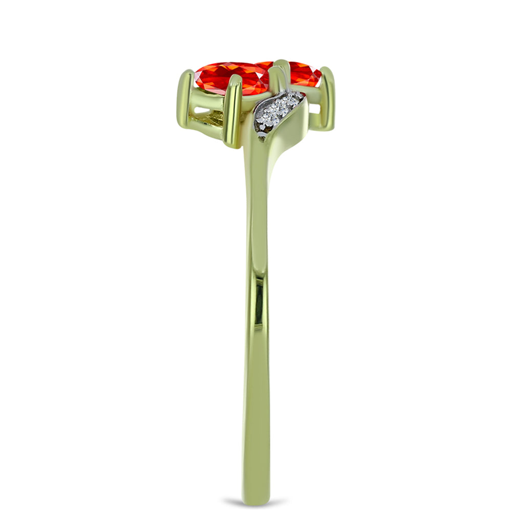 Inel din Argint 925 Placat cu Aur ( 1.89 grame ) cu Opal Etiopian Lega Dembi Roșu și Topaz Alb 0.37 Carate