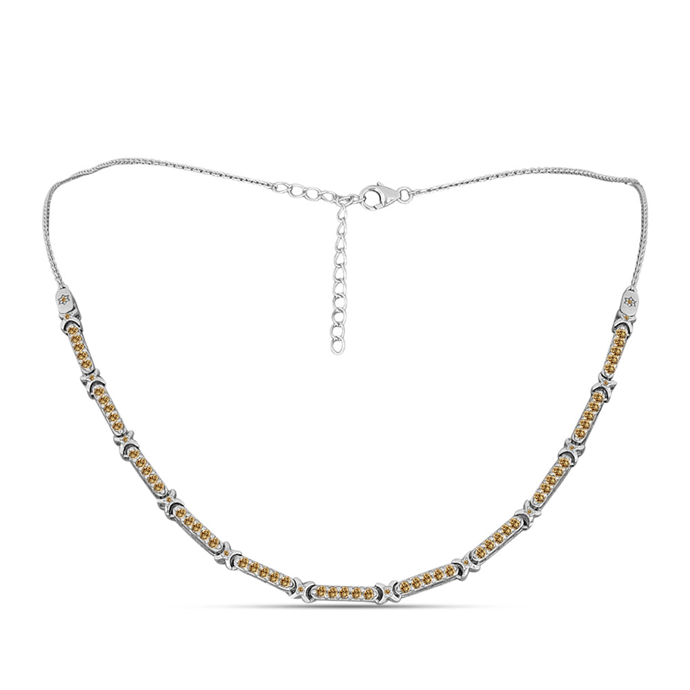 Colier din Argint 925 ( 9.63 grame ) cu Moissanite Șampanie 1.95 Carate