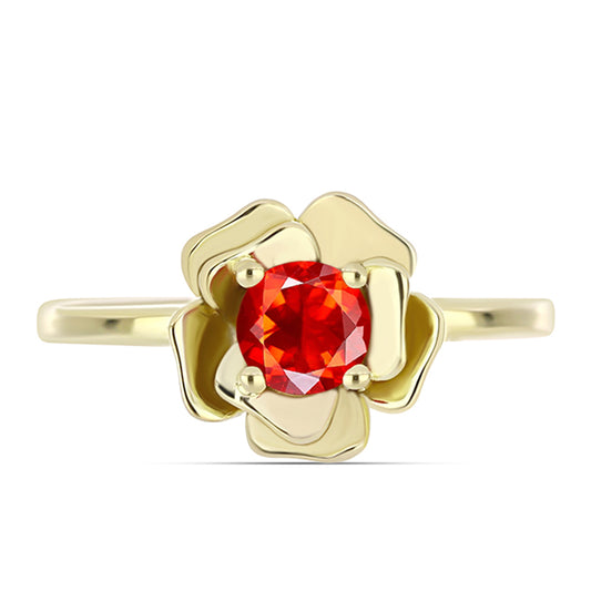 Inel din Argint 925 Placat cu Aur ( 2.85 grame ) cu Opal Etiopian Lega Dembi Roșu 0.29 Carate