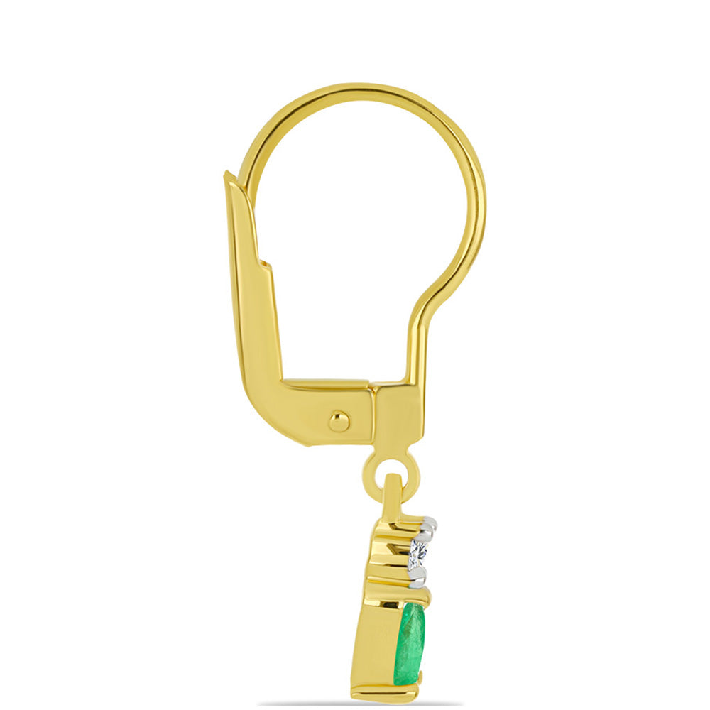 Cercei din Argint 925 Placat cu Aur ( 1.47 grame ) cu Smarald Brazilian și Zircon Alb 0.48 Carate