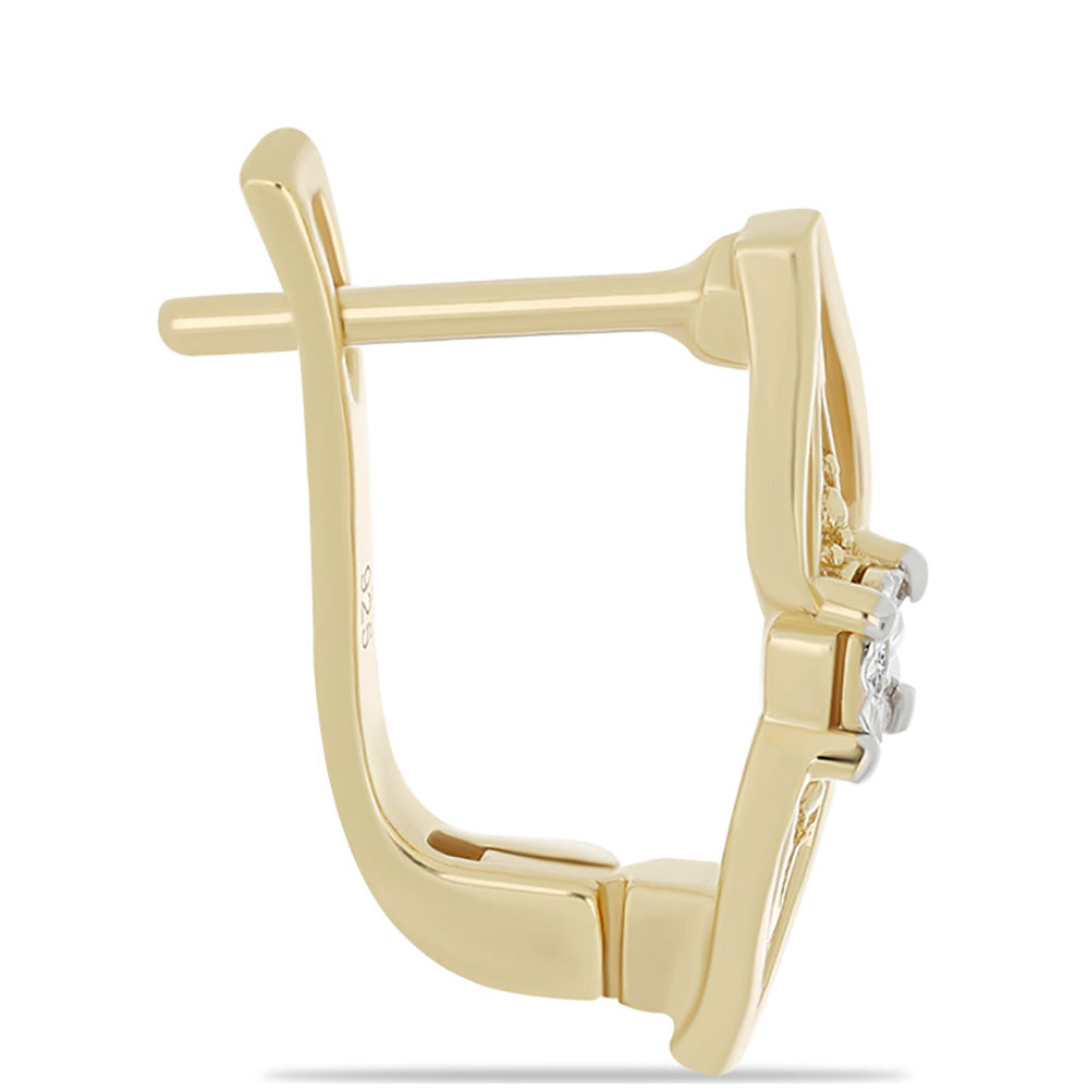 Cercei din Argint 925 Placat cu Aur ( 2.88 grame ) cu Diamant Alb 0.01 Carate