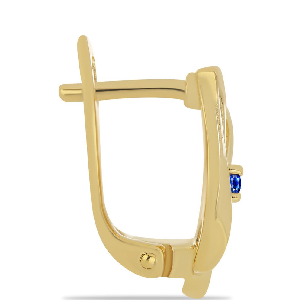 Cercei din Argint 925 Placat cu Aur ( 4.05 grame ) cu Safir Albastru Australian 0.12 Carate