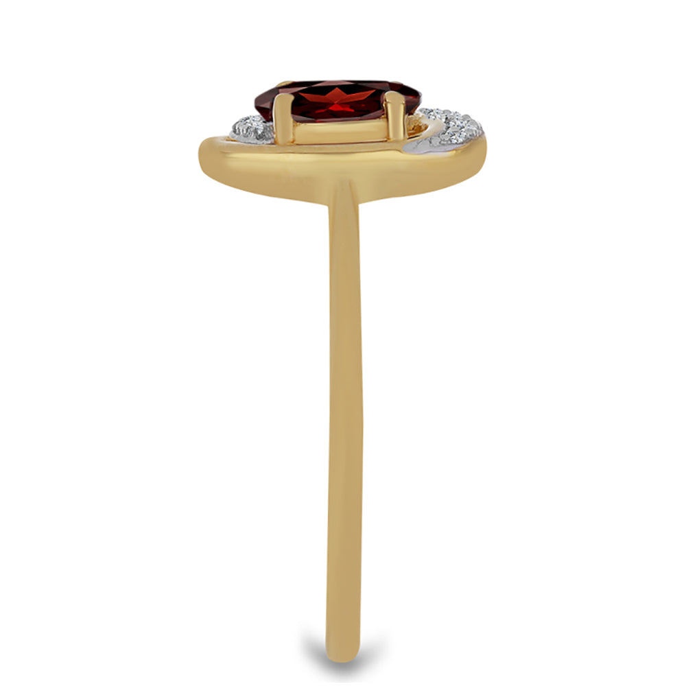 Inel din Argint 925 Placat cu Aur ( 1.8 grame ) cu Granat Barton și Zircon Alb 1.09 Carate