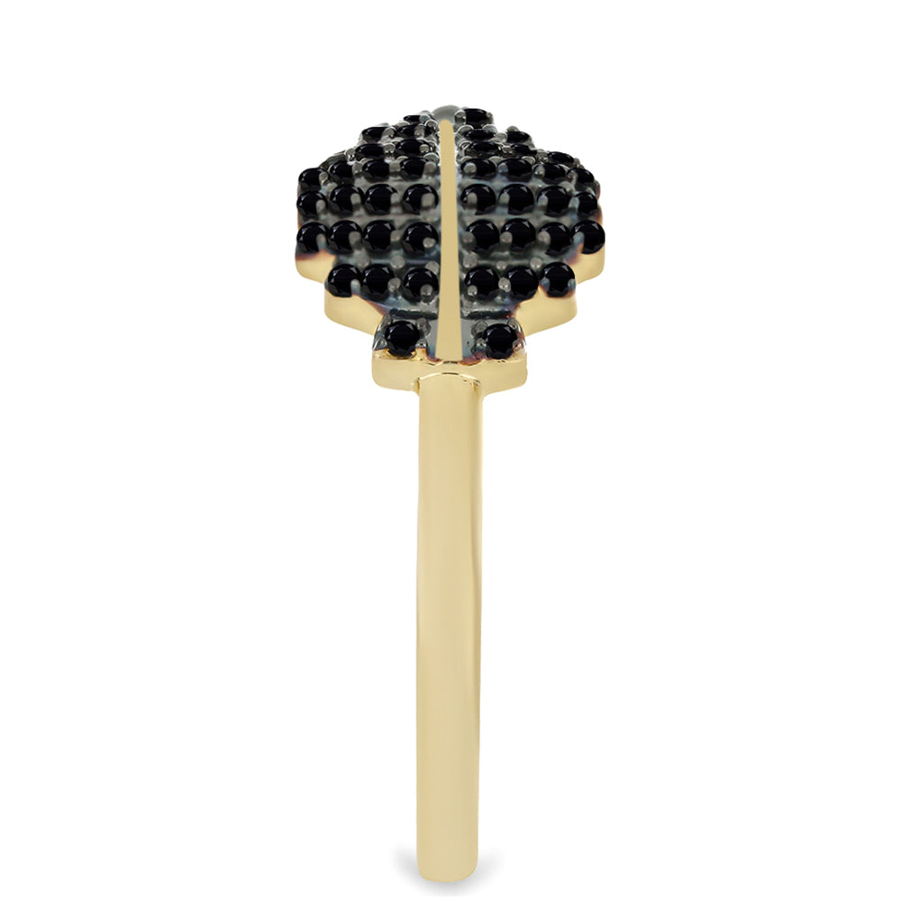 Inel din Argint 925 Placat cu Aur ( 2.8 grame ) cu Spinel Negru Gorno Badakhshan 0.32 Carate