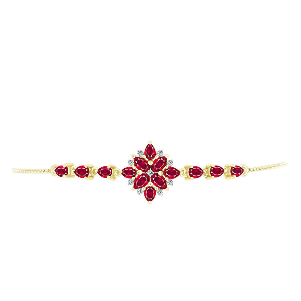 Brățară din Argint 925 Placat cu Aur ( 3.9 grame ) cu Rubin Malagasy și Topaz Alb 3.48 Carate