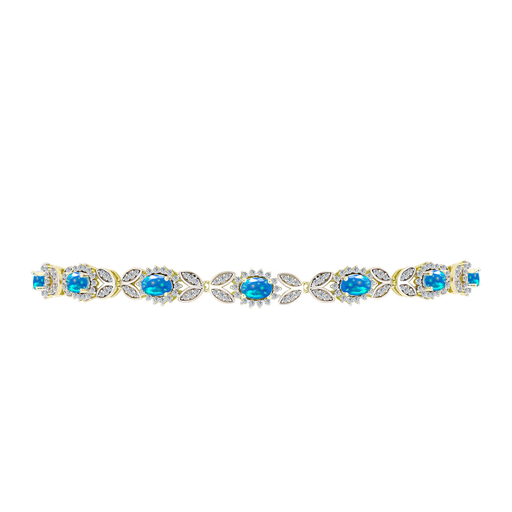 Brățară din Argint 925 Placat cu Aur ( 9.24 grame ) cu Opal Etiopian ”Paradis” și Topaz Alb 3.79 Carate