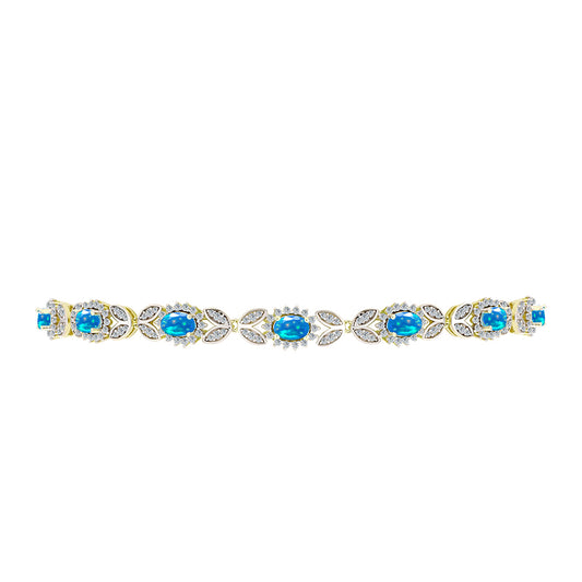 Brățară din Argint 925 Placat cu Aur ( 9.24 grame ) cu Opal Etiopian ”Paradis” și Topaz Alb 3.79 Carate