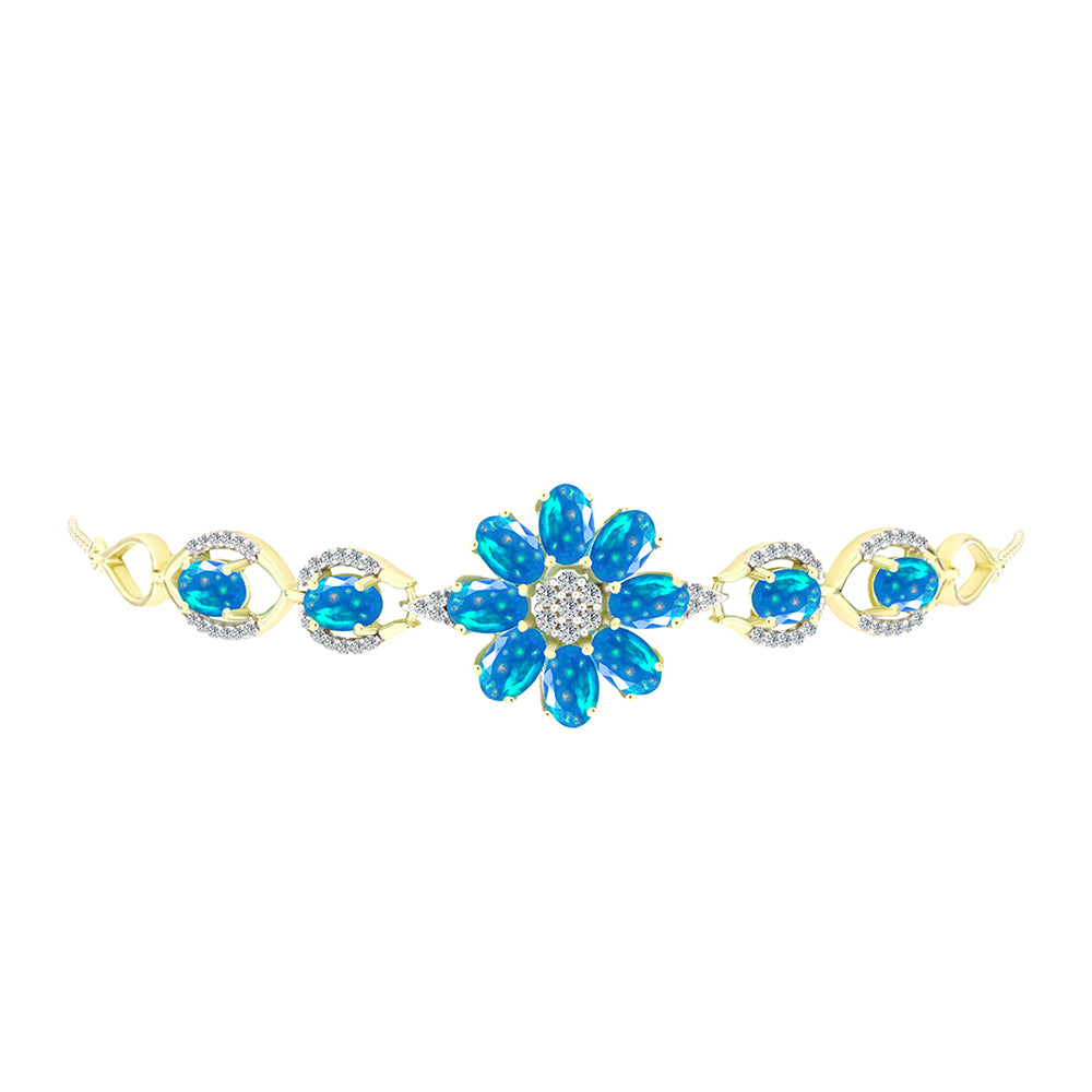 Brățară din Argint 925 Placat cu Aur ( 7.69 grame ) cu Opal Etiopian ”Paradis” și Topaz Alb 3.73 Carate