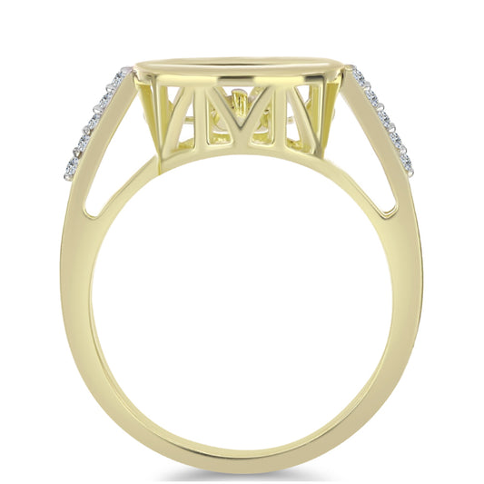 Inel din Argint 925 Placat cu Aur ( 2.83 grame ) cu Diamant Alb și Topaz Alb 0.1 Carate