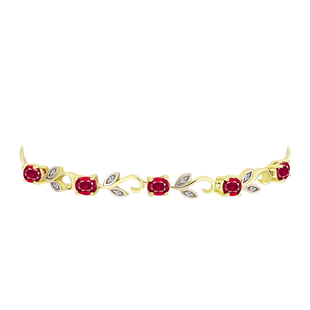 Brățară din Argint 925 Placat cu Aur ( 5.05 grame ) cu Rubin Malagasy și Topaz Alb 2.69 Carate