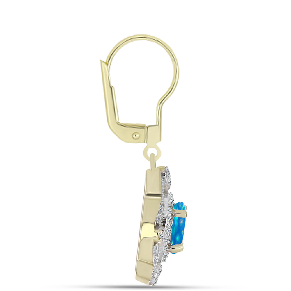 Cercei din Argint 925 Placat cu Aur ( 4.12 grame ) cu Opal Etiopian ”Paradis” și Topaz Alb 1.7 Carate